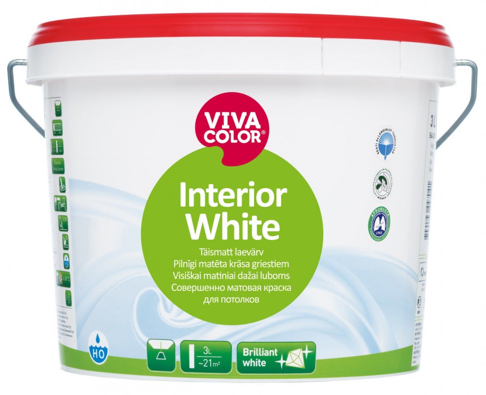 Vivacolor Interior White матовая краска для потолков 3л