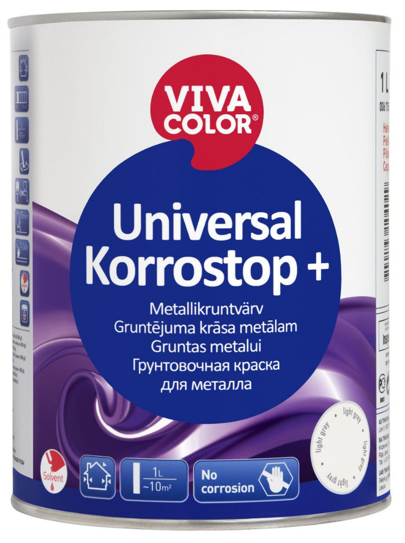 Краска Vivacolor Universal Korrostop Plus серая, 3 л